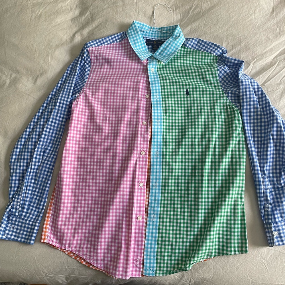 Polo by Ralph Lauren Pink and Green Button Down Shirt